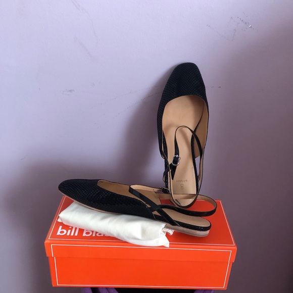 New Mary Jane Slingback Flats Bill Blass Women flat shoe 10 Black all leather - Picture 2 of 5